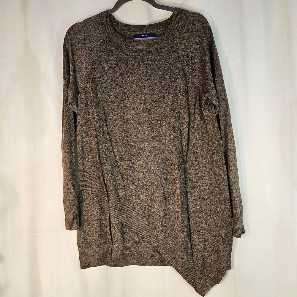 APT.9 Brown Heathered Sweater Cozy‎ Knit Long Sleeve Pullover L